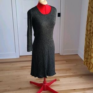 Calvin Klein gold and black knit dress